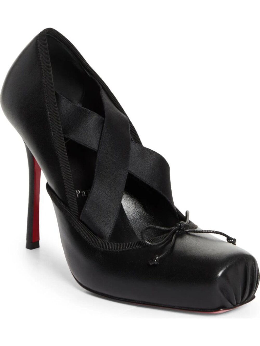 Christian Louboutin CASSIASTIC 100 Leather Ballet Square Toe Heels Pumps